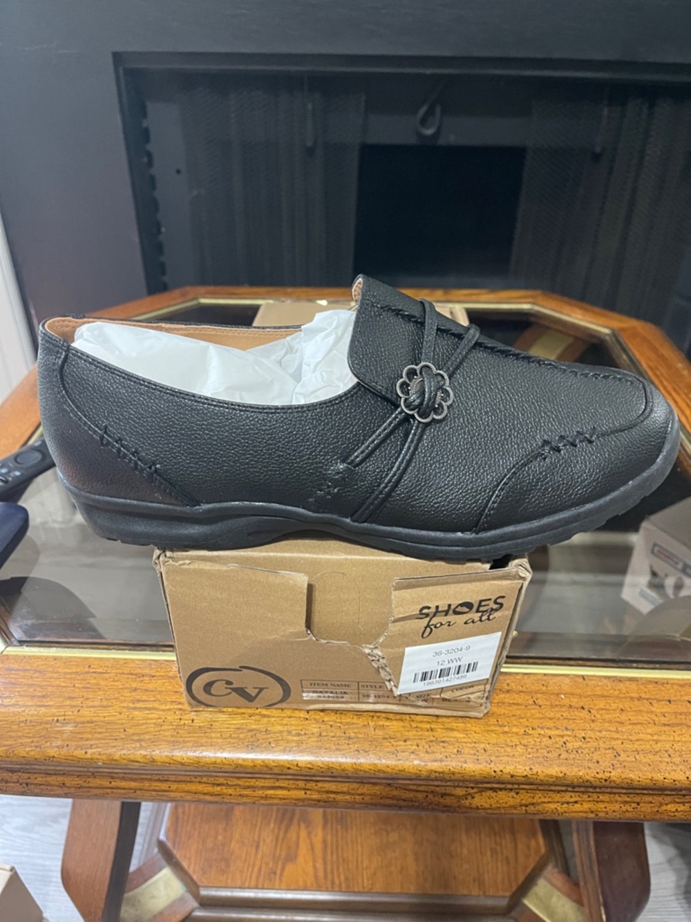 Comfort Slip-On Black Men's Loafer with Floral Accent
